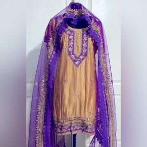 Indian Pakistani Punjab Women Luxury Silk Embroidered Boutique Kurta SalwarSuit